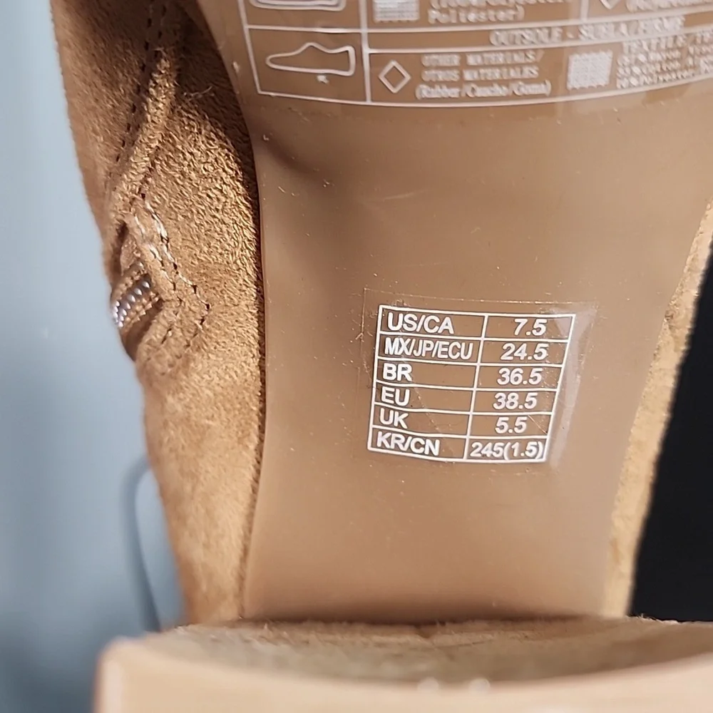 Forever 21 Tan Heeled Boots with Chunky Heel and Platform - Picture 10 of 12